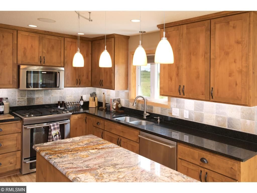 kitchen counter and appliances in home