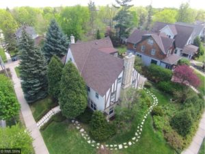 aerial view of historic home for sale in Minneapolis