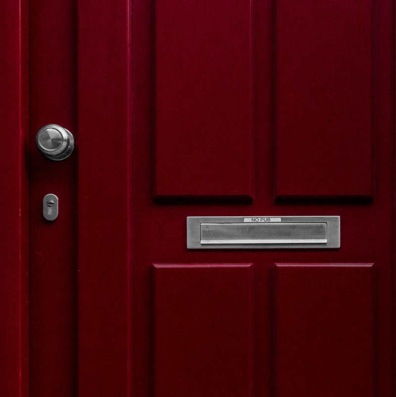 A red front door.